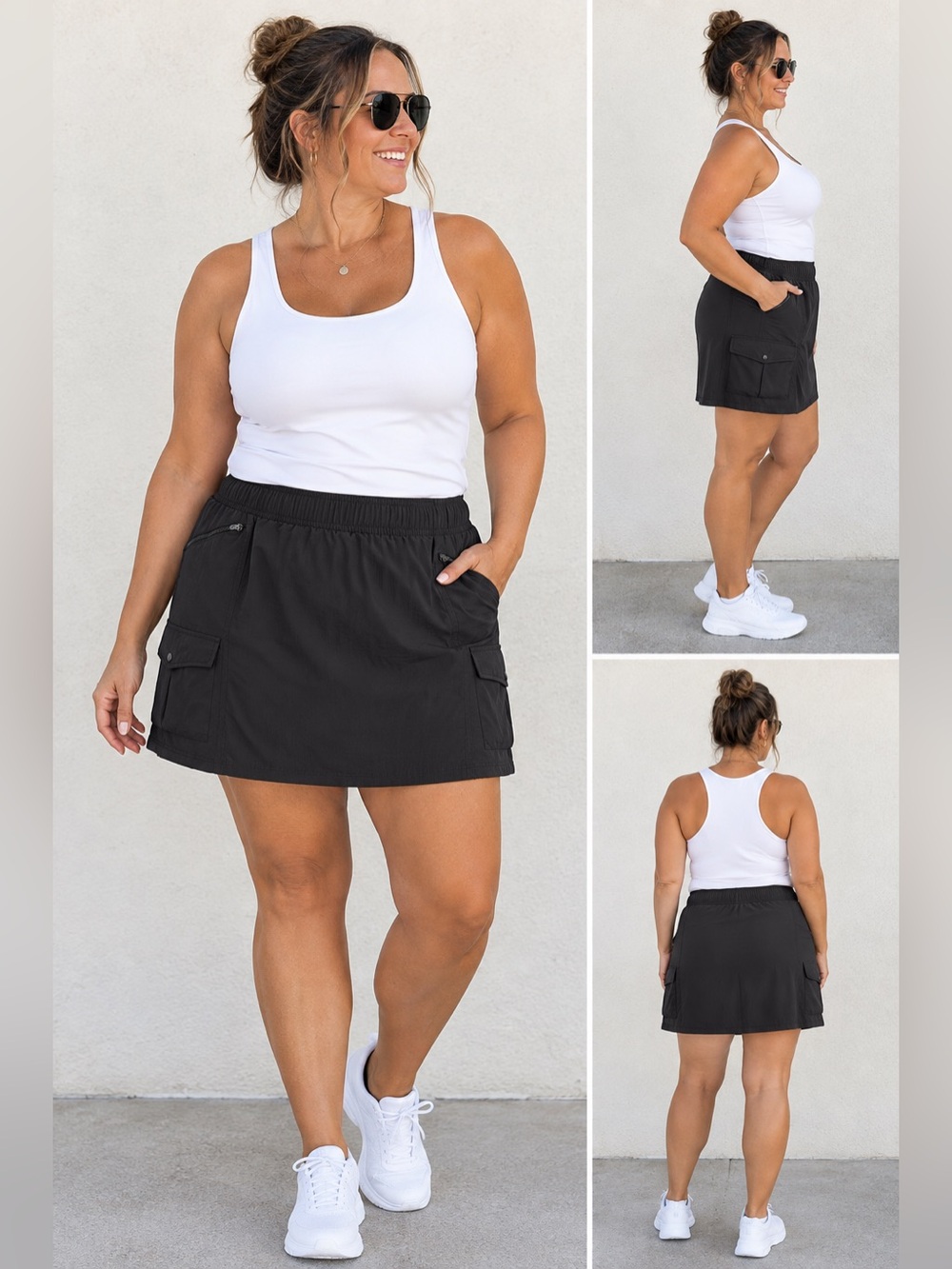 Avalanche Black Cargo Skort with Elastic Waist Size L